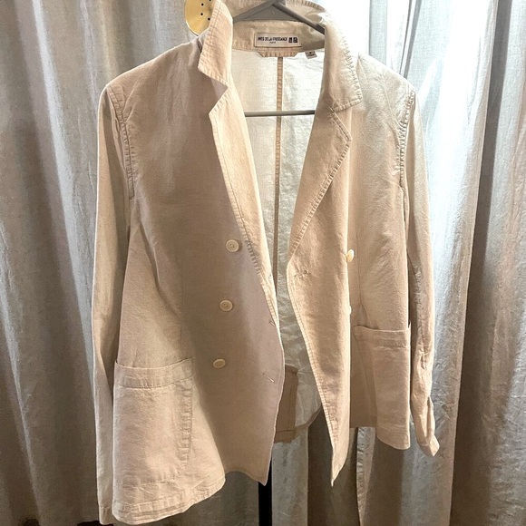 Uniqlo Jackets & Blazers - INES DE LA FRESSANGE for Uniqlo tan linen shirt jacket with buttons M/L Women's